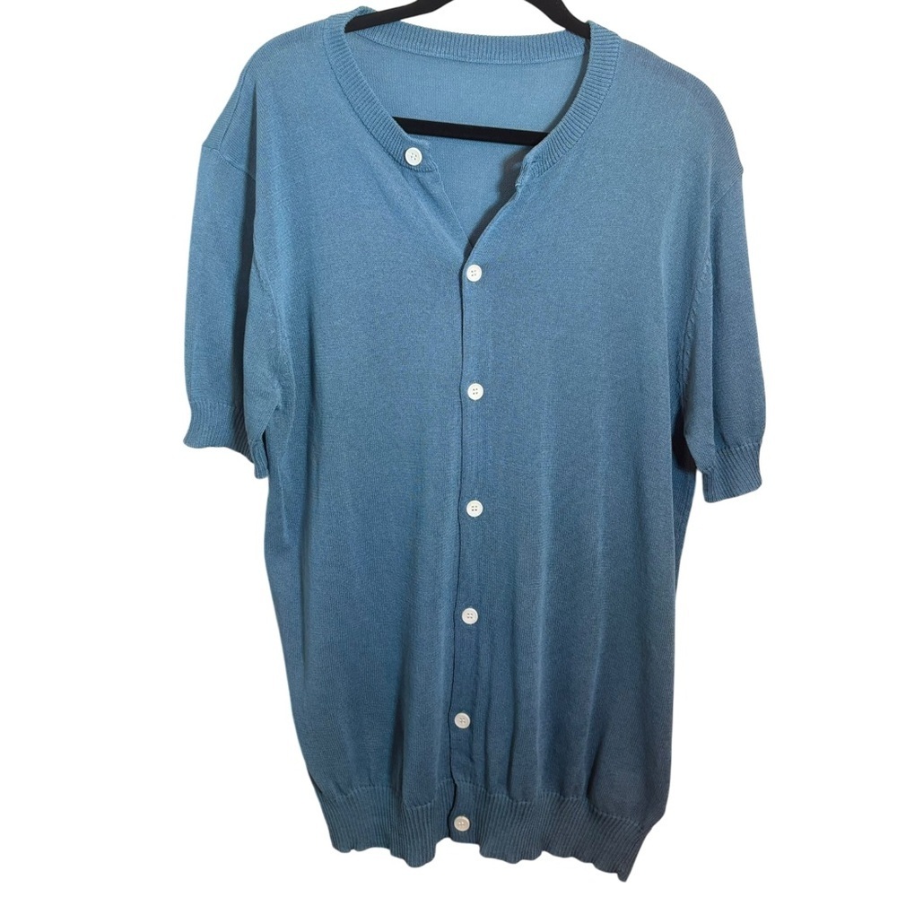Manfinity Large Blue Casual Button Down Shirt Rel… - image 2